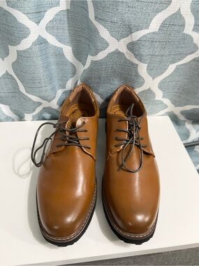 Deer Stags Men's Cognac Brown Leather Derby Shoes